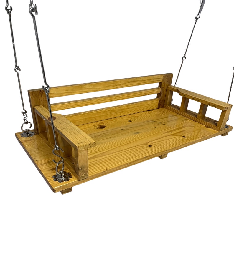 Jairi Traders Wooden Swing Natural Wood with back and hand Support zdjęcie 4