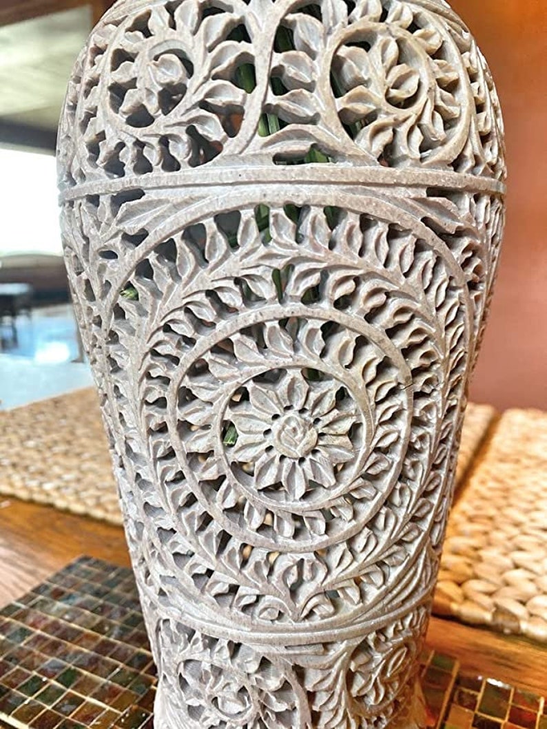 Jairi Traders Handmade Soapstone Vase Soap Stone Flower Vase Hand
