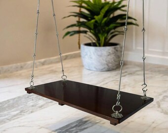 Jairi Traders Wooden Swing Dark Brown Colour