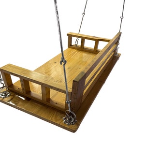 Jairi Traders Wooden Swing Natural Wood with back and hand Support zdjęcie 5