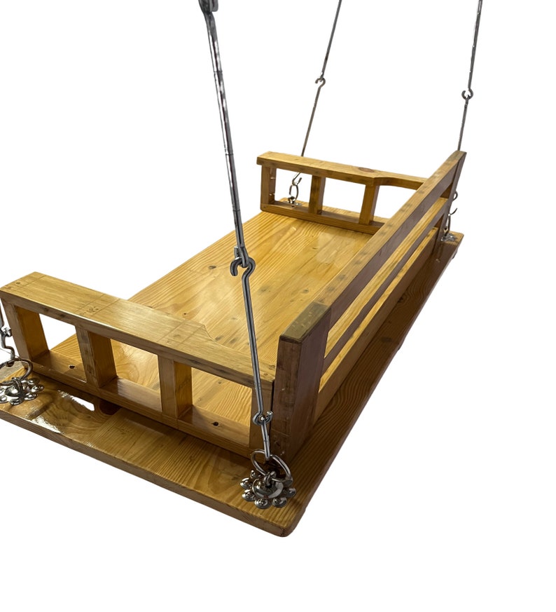 Jairi Traders Wooden Swing Natural Wood with back and hand Support zdjęcie 5