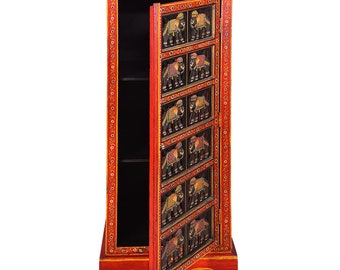 Jairi Traders Wooden Hand Painted Cabinet | Wooden Storage Cabinet for Home | Wooden Almirah | 1 Doors
