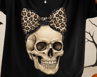 Halloween Skull Bow Png, Coquette Bow Halloween Png, Halloween Png, Skeleton Png, Spooky Season Png, Leopard Coquette Png, Sublimation Png