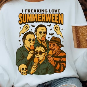 I Freaking Love Summer Png, Summer Halloween Png, Horror Characters Png, Funny Halloween Funny, Halloween in Summer Shirt Design, Halloween