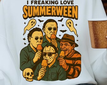I Freaking Love Summer Png, Summer Halloween Png, Horror Characters Png, Funny Halloween Funny, Halloween in Summer Shirt Design, Halloween