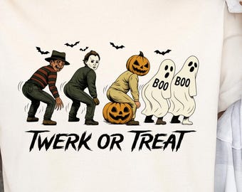 Halloween Twerk or Treat png, Halloween Horror Characters png, Retro Halloween png, Adult Halloween Shirt png, Horror png, Retro png