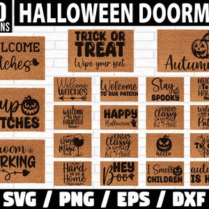 Halloween Doormat Svg Bundle, Halloween Welcome sign svg, Welcome Boo, Trick or Treat Wipe your Feet, Halloween Door Mat Png