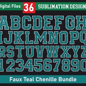 Faux Teal Glitter Font png bundle, Teal and Gold Alphabet, Glitter A to Z Letters, Varsity Alphabet Png, Glitter Font Png Sublimation