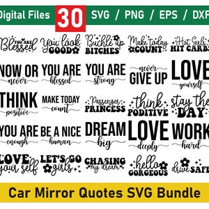 Car Mirror Svg Bundle, Funny Car Mirror Svg, Rearview Mirror Svg, Car Mirror Decal Svg, Car Decal, Positive vibes, Car Svg, Car Mirror Svg