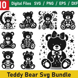 Urso de pelúcia Svg, Urso de pelúcia Png, Urso Cricut, Arquivo de corte de urso, Clipart de urso, Monograma de divisão de urso de pelúcia SVG