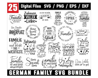 ドイツの家族のSVGバンドル、家族のSVG - ドイツのことわざ、プロッターファイルファミリー、ドイツの家族のSVG、家族の引用、ドイツの家族のことわざプロッター