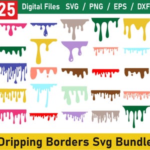 Dripping SVG, Dripping Borders SVG Bundle, Instant Download, Dripping Borders ClipArt, Melting ClipArt, Dripping Paint Svg