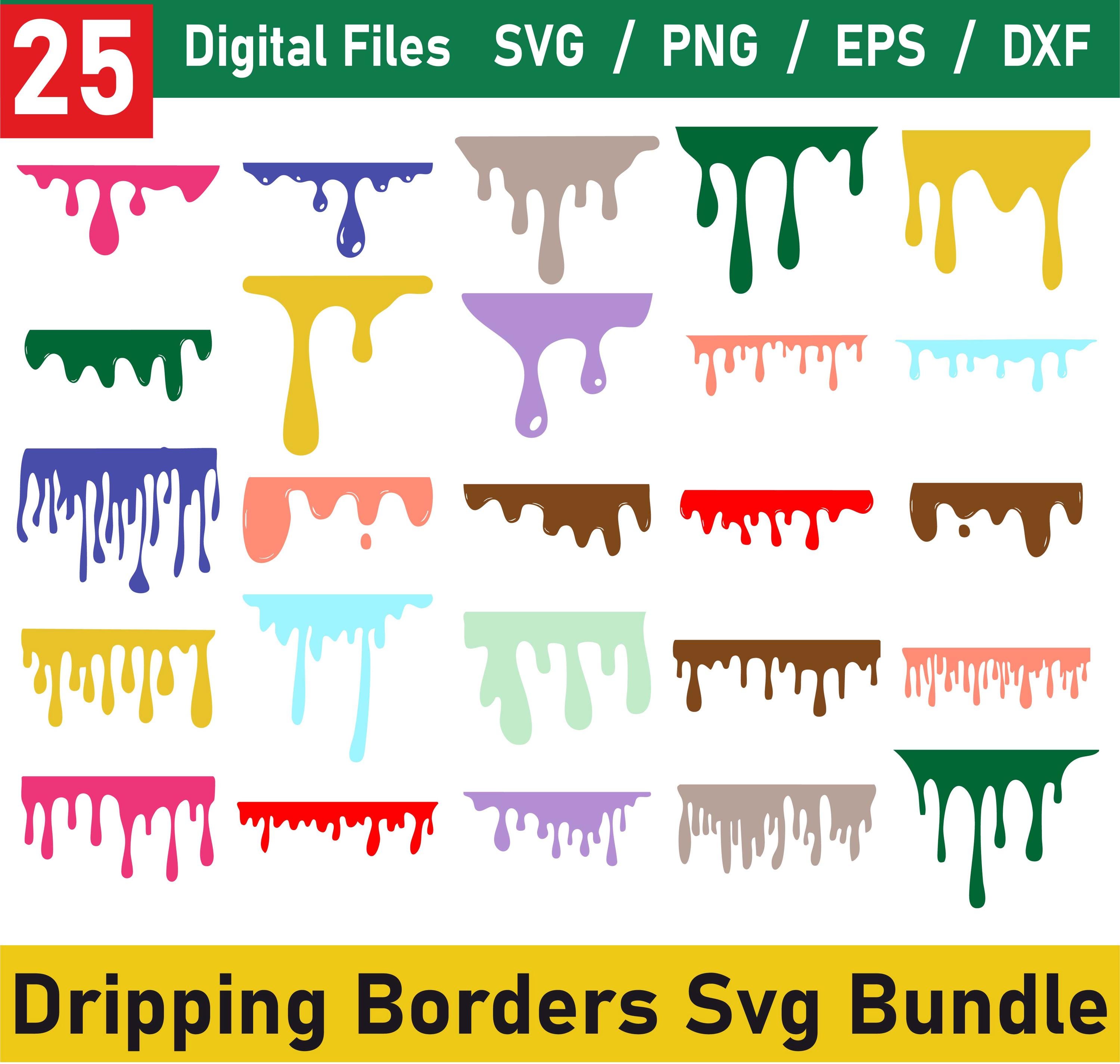 Dripping SVG, Dripping Borders SVG Bundle, Instant Download, Dripping ...