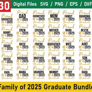 Proud Family of 2025 Graduate SVG Bundle, Proud Graduate Family Png, Class of 2025 svg, Graduation Family svg, Senior Family Png