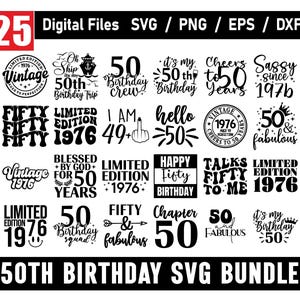 Pacchetto SVG per il 50° compleanno, SVG per il 50° compleanno, SVG vintage 1976, SVG per il cinquantesimo compleanno, Clipart di compleanno, SVG per il cinquantesimo compleanno, SVG per il cinquantesimo compleanno