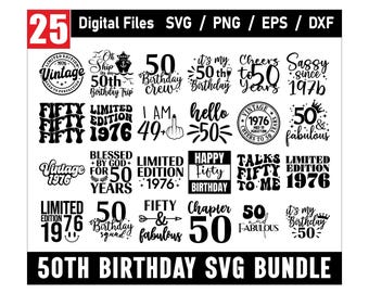 50th Birthday SVG Bundle, 50th Birthday Svg, Vintage 1976 Svg, Fifty Birthday Svg, Birthday Clipart, Fifty SVG,Fifty Birthday Svg