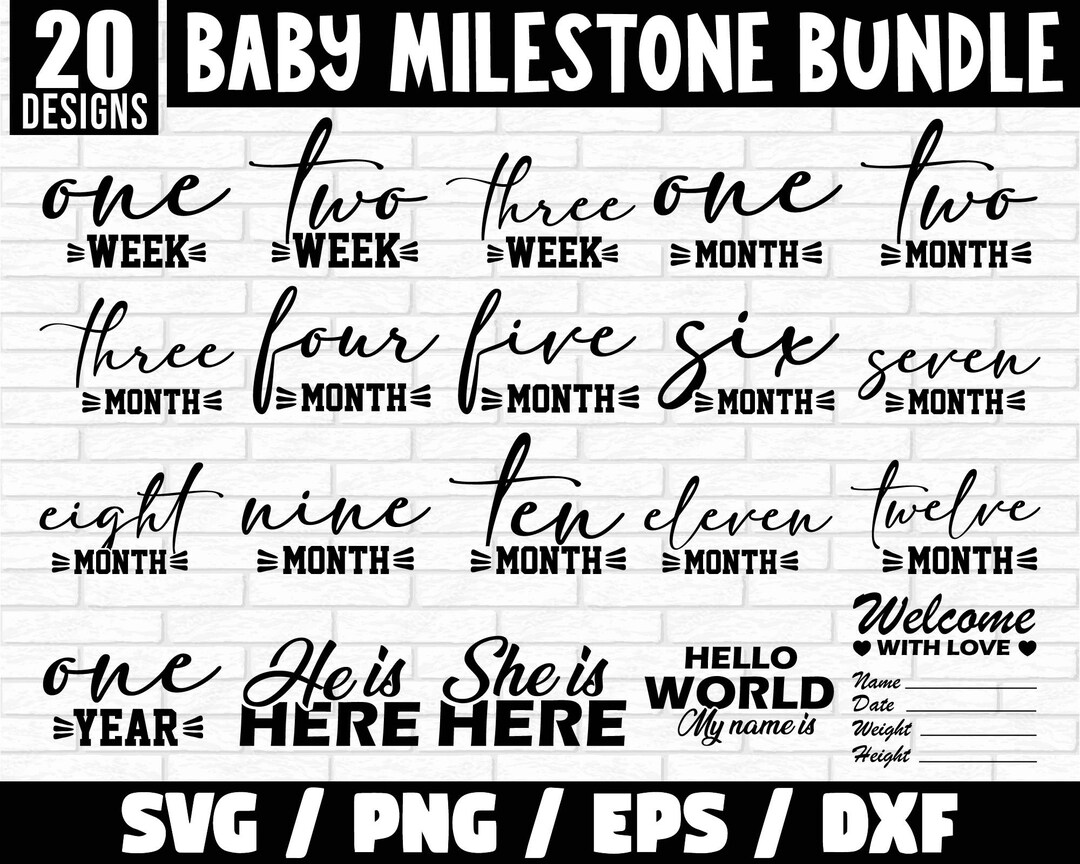 Baby Milestone Svg Bundle, Baby Monthly Milestone Rounds SVG, Milestone