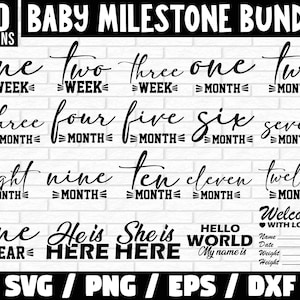 Baby Milestone Svg Bundle, Baby Monthly Milestone Rounds SVG, Milestone pour les fichiers coupés bébé, Hello World Svg, Newborn Sign Svg, Cricut