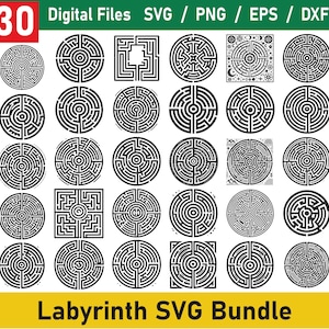Labyrint SVG-bundel, doolhof png-bundel, labyrint clipart, doolhof Svg-bestanden voor cricut, labyrint vector, labyrint monogram, doolhof puzzel