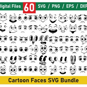 Cartoon Emotion Faces SVG Bundle, Emoji Clipart, Funny Face Svg, Cartoon Clipart, Kawaii Face SVG, Cute Funny Face SVG, Emoji face Svg