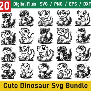 Dinosaur Svg Bundle, Cute Dinosaur Svg, Cartoon Dinosaur Svg, Dinosaur Clipart, Dinosaur Cut Files For Cricut, Cute Dinosaur SVG bundle