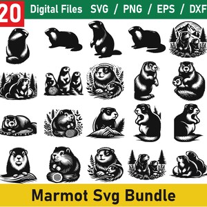 May include: A set of 20 black and white vector illustrations of marmots in various poses. The marmots are depicted in a variety of settings, including mountains, forests, and meadows. The illustrations are perfect for use in a variety of projects, such as t-shirt designs, website graphics, and social media posts.