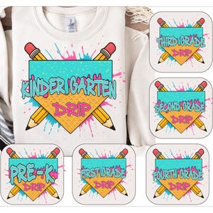 Ice Cream Drip Back to school png bundle, Ice Cream Drip Youth Kindergarten Png, Pre-K to Fourth Grade Png, Teacher Pencil, School Boy
