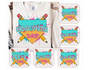 Ice Cream Drip Back to school png bundle, Ice Cream Drip Youth Kindergarten Png, Pre-K to Fourth Grade Png, Teacher Pencil, School Boy