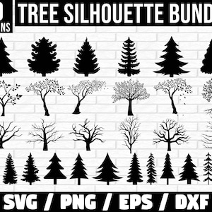 Baum SVG Bundle, Baum Silhouette svg, Baum SVG, Bäume svg, Wald svg, Landschaft svg, Palme svg, Lasercut Dateien, Baum Linie svg