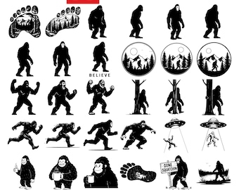 Pacchetto Svg Bigfoot, Clipart Bigfoot, Silhouette Bigfoot, Vettore Bigfoot, File di taglio Bigfoot, Decalcomania per auto Bigfoot Svg, File di taglio Svg Bigfoot