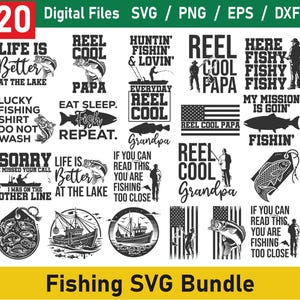 Pesca Svg / Paquete de pesca Svg / Pesca Svg para Cricut / Refranes de pesca Svg / Calcomanías de pesca Svg / Archivo de corte de pesca / Vector Png