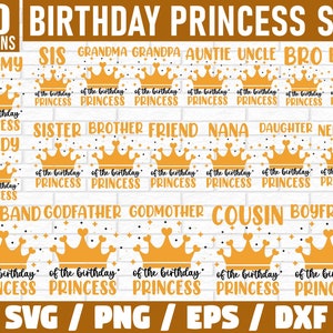 Birthday Princess Svg Bundle, Birthday Princess Svg, Mom of the Birthday Princess, Dad of the Birthday Princess, Girls Birthday SVG