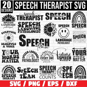 Paquete Svg de logopeda, Citas de logopedia Svg, Patólogo SLP Svg, logopeda png, paquete png de logopeda