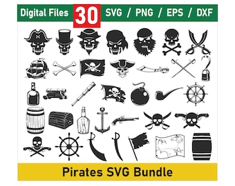 Pirate SVG Bundle, Pirate Bundle Png, Pirate Clipart, Pirate Cut Files For Cricut , Pirate Vector, Pirate Silhouette, Crossbones Svg