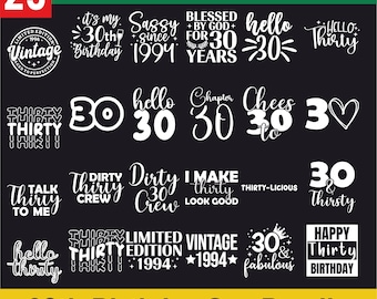 30th Birthday SVG Bundle, Hello 30 Birthday, Vintage 1994, 30th Birthday Shirt SVG, Happy Birthday Svg, 30th Birthday Gift