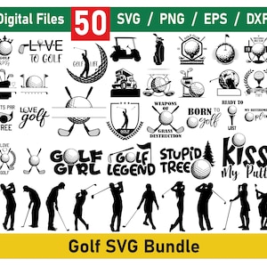 Lot de svg de golf, cadre nom golf, club de golf Svg, fichiers de coupe de golf, svg monogramme golf, svg monogramme divisé, cadre nom golf, svg monogramme