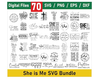 Vrouw bevestiging SVG bundel, vrouwen empowerment bundel, She Is Me Svg bundel, sterke vrouw Svg, meisje citaten Svg, inspirerende SVG voor vrouwen