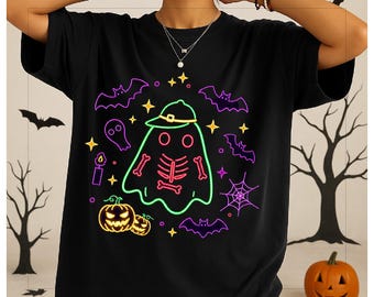 Halloween-Geist Neon Png, Retro Halloween Neon Png, Halloween Mädchen und Jungen Png, Gruselige Saison Png, Social Club Png, Trendy Halloween Png