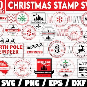 Sellos de Navidad SVG BUndle, Sellos del Polo Norte SVG, Sellos de Navidad SVG, santa mail svg, entrega especial svg, Etiqueta de regalo svg