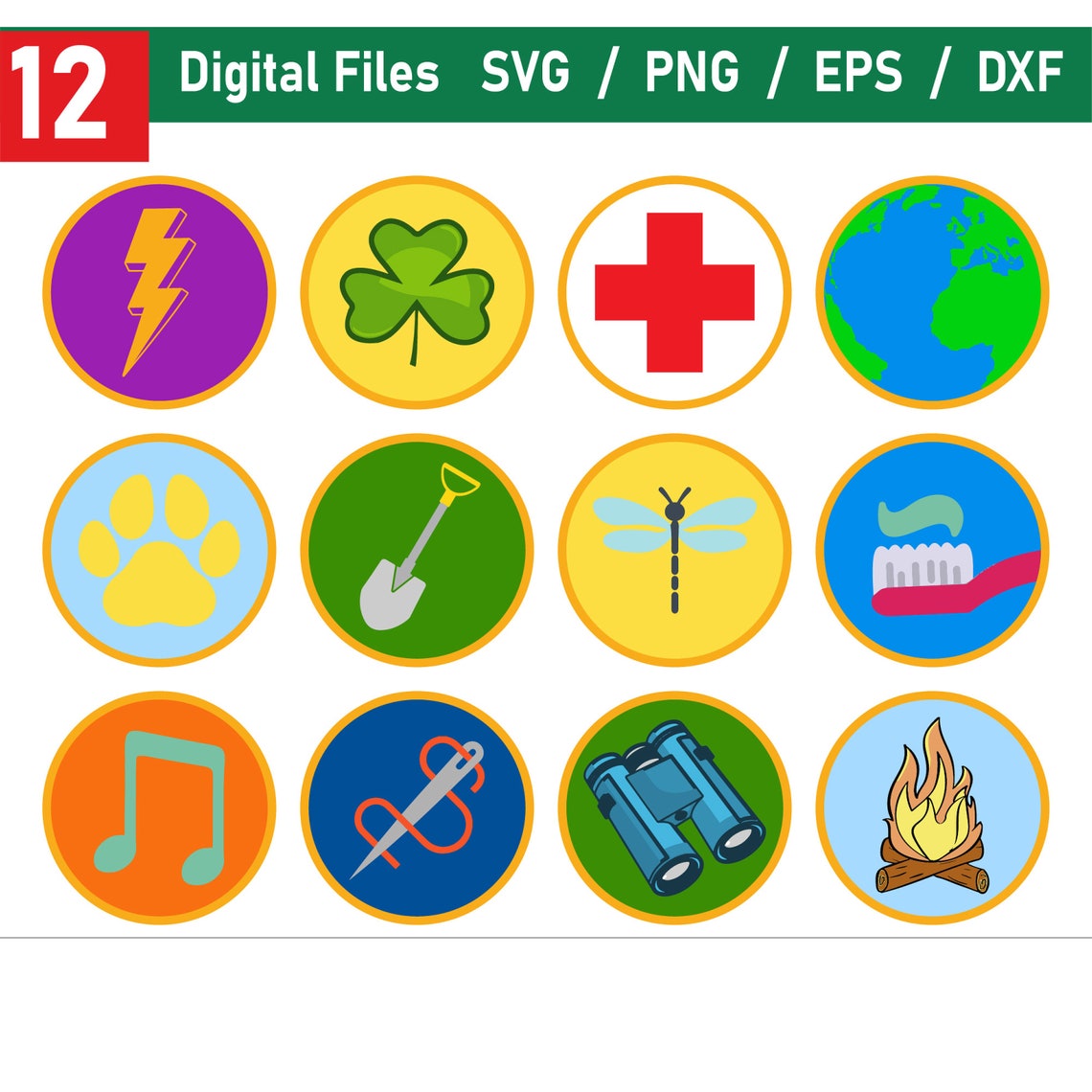 Wilderness Explorer Badges Clipart Badges Clipart Scout Clipart Camping Digital Kids Printable ...