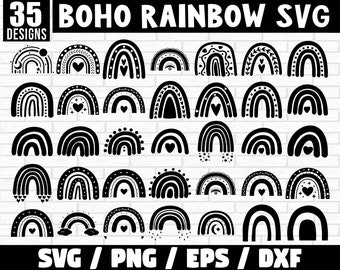 Boho Rainbow Svg Bundle, Rainbow svg, boho svg, rainbow clipart, rainbow with heart svg, pastel rainbow svg, rainbow cut file, rainbow Files