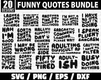 Citations drôles bundle svg, svg rétro, groovy svg, svg tendance, texte ondulé, sarcastique Svg Bundle, sarcastique citations Svg, Silhouette, Cricut