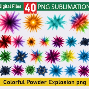 Colorful Powder Explosion Overlays png, Paint Splatter PNG Abstract Clipart, Colorful Color Splash, Dust Explosion Illustrations Bundle