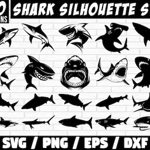 Shark Svg Bundle, Shark Fish Svg, Shark Design Svg, Animal Svg, Baby Shark Svg, Hammerhead Shark Svg, Great White Shark Svg, Png, Cut Files