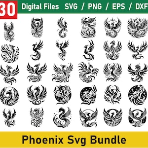 Phoenix SVG Bundle, Phoenix Svg, vecteur de Phoenix, Phoenix oiseaux, Clipart Phoenix, dessins de Phoenix, Phoenix PNG Bundle, Phoenix Clipart