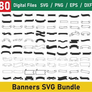 Ribbon SVG Bundle, Banner Clipart, Banner Schnittdateien für Circut, Ribbon Banner svg, Geburtstagsbanner svg, Band Silhouette, Banner svg Bundle