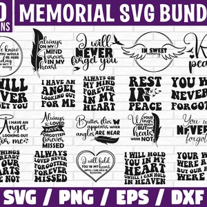Memorial Svg Bundle, Bereavement Svg, Memorial Quotes Svg, Sympathy Svg, Remembrance Svg, In Loving Memory Svg, Cut File For Cricut, Png,Dxf
