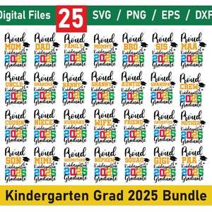 Fière famille des diplômés de la maternelle 2025 svg, fier diplômé famille Png, classe de 2025 svg, svg famille de remise des diplômes, l'obtention du diplôme de la maternelle