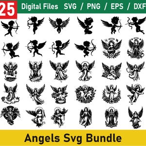 Angel SVG Bundle, Angel dxf, Angel png, Angel vector, Angel clipart,Angel design, Angel art, Angel with wings, Religious svg