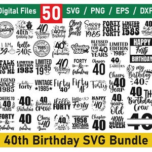 40. Geburtstag SVG Bundle, Vintage 1985 Geburtstag Geschenkideen, Geburtstagskind Est. 1985 svg, png, Kapitel 40 svg, 40